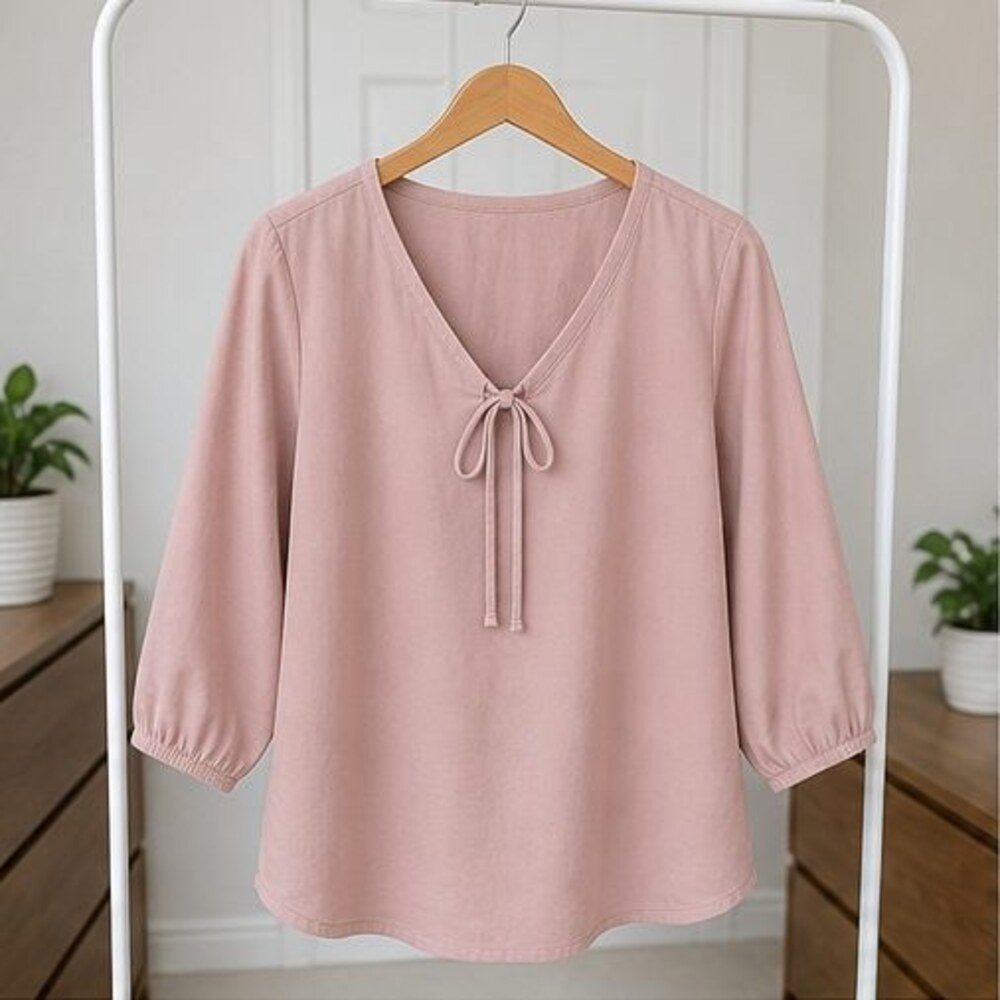 Gray V Neck Top
